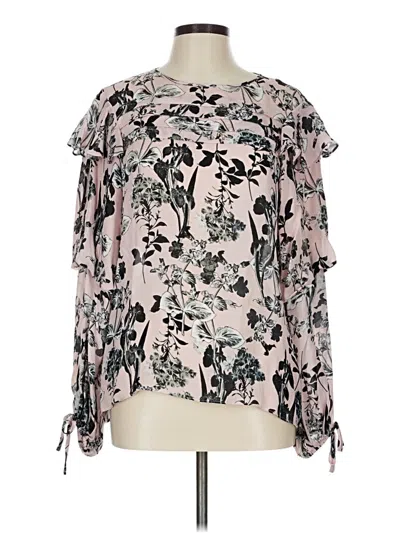 Pre-owned Parker 3/4 Sleeve Silk Top Pink Cold Shoulder Neckline Tops