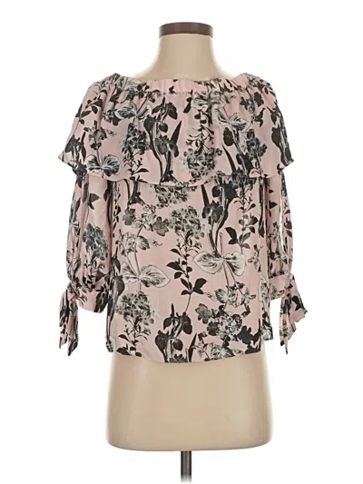 Pre-owned Parker 3/4 Sleeve Silk Top Pink Cold Shoulder Neckline Tops