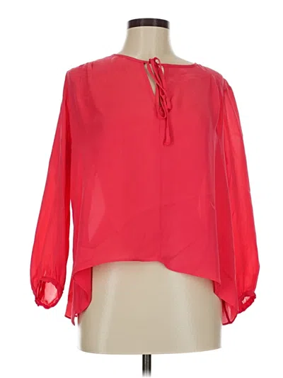 Pre-owned Parker 3/4 Sleeve Silk Top Red Keyhole Neckline Tops