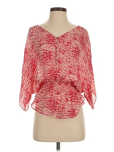 Pre-owned Parker 3/4 Sleeve Silk Top Red One Shoulder Neckline Tops