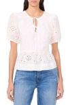 Parker Alina Tie Front Eyelet Peplum Top