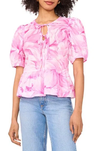 Parker Alina Tie Front Peplum Top In Pink