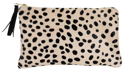 Parker And Hyde Camel Hair Zipper Clutch In Dalmatian