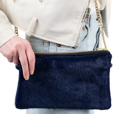 Parker And Hyde Cowhide Crossbody Purse In Blue