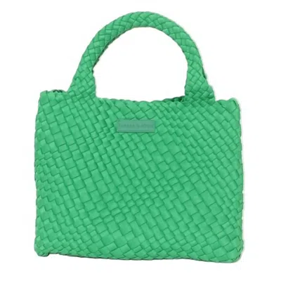 Parker And Hyde Neoprene Woven Handbag In Bright Green