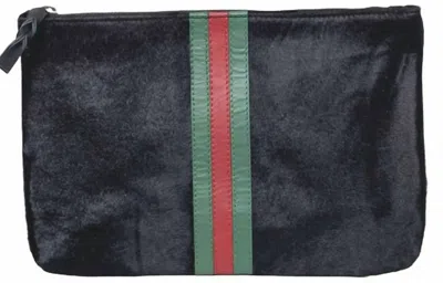 Parker And Hyde Striped Clutch In Black
