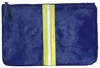 Parker And Hyde Striped Clutch In Navy/neon Yellow