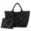 Parker And Hyde Women's Metallic Oversized Woven Tote Bag In Black In Black
