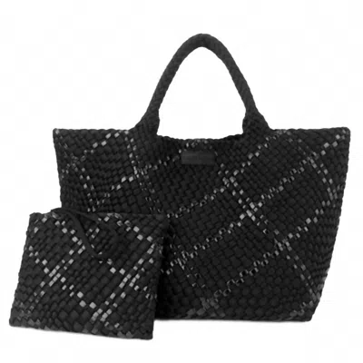 Parker And Hyde Women's Metallic Oversized Woven Tote Bag In Black