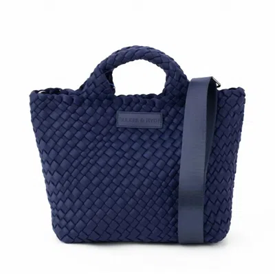 Parker And Hyde Women's Woven Mini Tote Bag In Navy In Blue