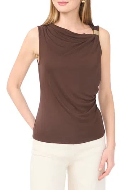 Parker Asymmetric Neck Sleeveless Top In Brown
