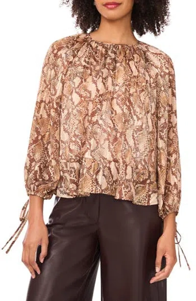 Parker Billow Sleeve Top In Brown