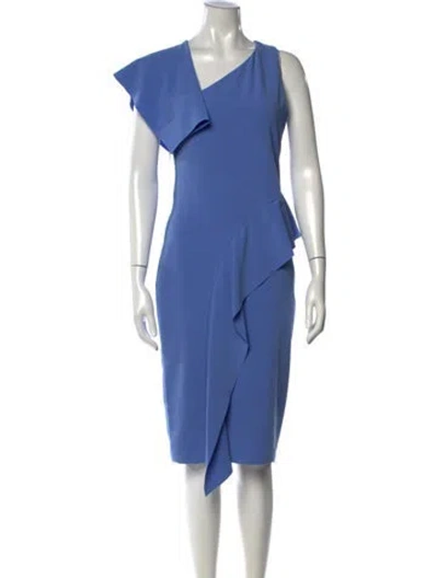 Pre-owned Parker Black Asymmetrical Knee-length Dress W/ Tags In Blue