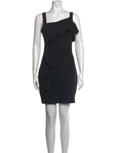 Pre-owned Parker Black Asymmetrical Mini Dress In Black