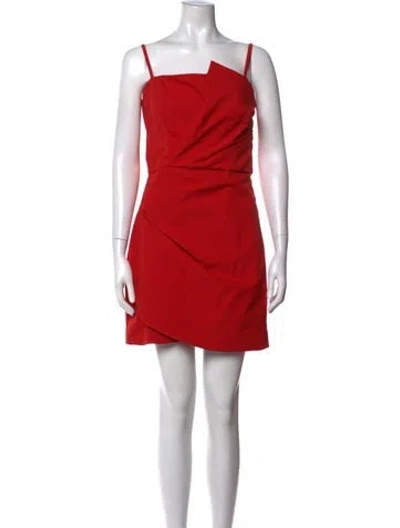 Pre-owned Parker Black Asymmetrical Mini Dress In Red