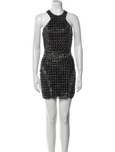 Pre-owned Parker Black Crew Neck Mini Dress In Black