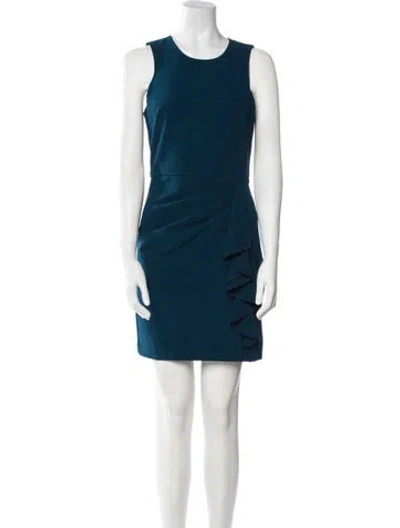 Pre-owned Parker Black Crew Neck Mini Dress In Blue