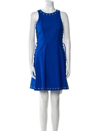 Pre-owned Parker Black Crew Neck Mini Dress In Blue