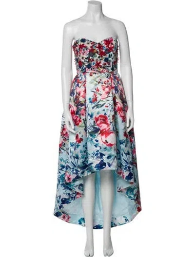 Pre-owned Parker Black Floral Print Knee-length Dress In Blue