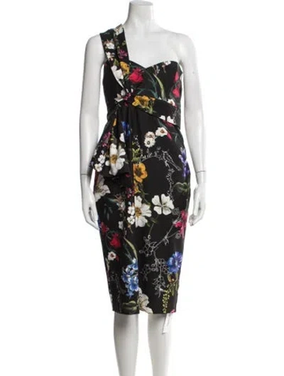 Pre-owned Parker Black Floral Print Knee-length Dress In Multi