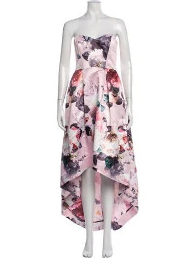 Pre-owned Parker Black Floral Print Knee-length Dress In Pink