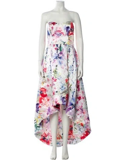Pre-owned Parker Black Floral Print Long Dress In Multi