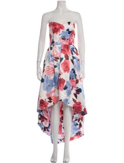 Pre-owned Parker Black Floral Print Long Dress In Multicolor