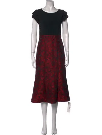 Pre-owned Parker Black Floral Print Midi Length Dress In Black