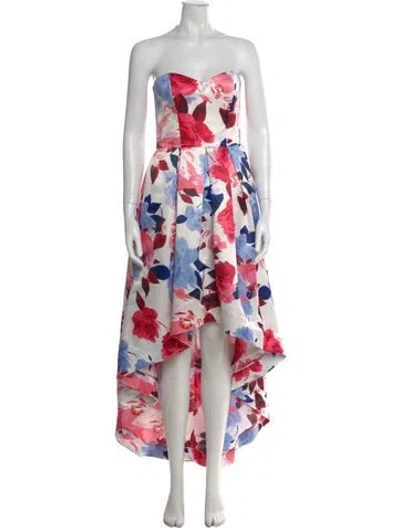 Pre-owned Parker Black Floral Print Midi Length Dress In White