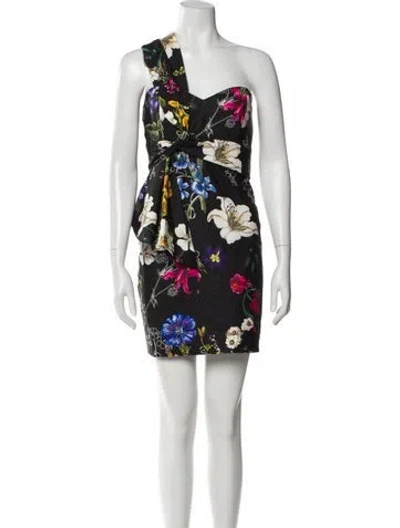Pre-owned Parker Black Floral Print Mini Dress In Black