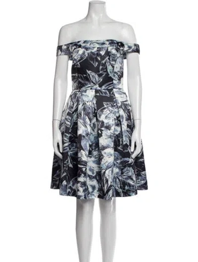 Pre-owned Parker Black Floral Print Mini Dress In Black