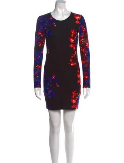 Pre-owned Parker Black Floral Print Mini Dress In Black