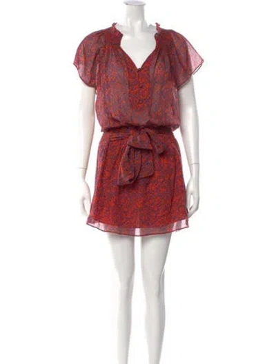 Pre-owned Parker Black Floral Print Mini Dress In Red
