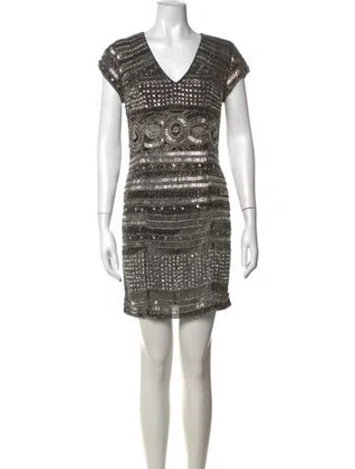 Pre-owned Parker Black Graphic Print Mini Dress In Black