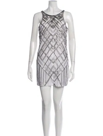 Pre-owned Parker Black Graphic Print Mini Dress In White