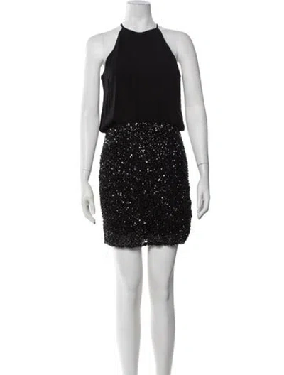 Pre-owned Parker Black Halterneck Mini Dress In Black