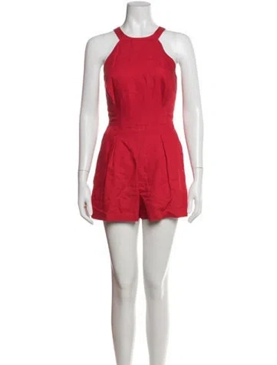 Pre-owned Parker Black Halterneck Romper In Red