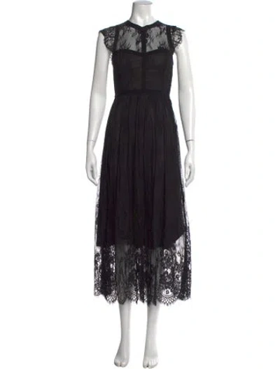 Pre-owned Parker Black Lace Midi Length Dress In Black