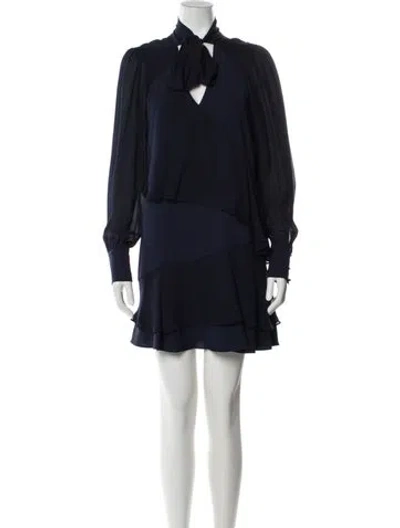 Pre-owned Parker Black Mock Neck Mini Dress In Blue