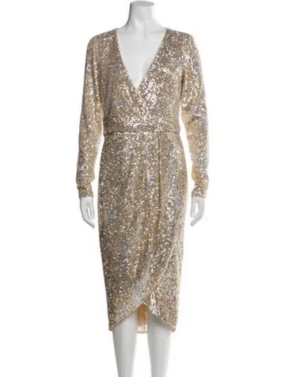 Pre-owned Parker Black Nylon Midi Length Dress In Gold
