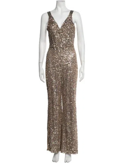 Pre-owned Parker Black Nylon Patterned Jumpsuit In Gold/metallic