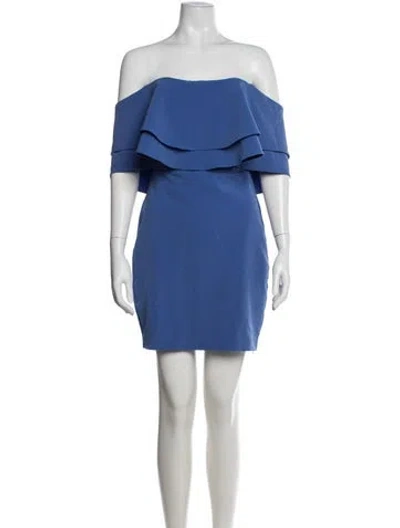 Pre-owned Parker Black Off-the-shoulder Mini Dress In Blue
