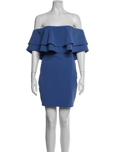 Pre-owned Parker Black Off-the-shoulder Mini Dress In Blue