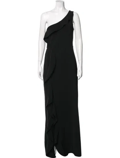 Pre-owned Parker Black One-shoulder Long Dress In Black