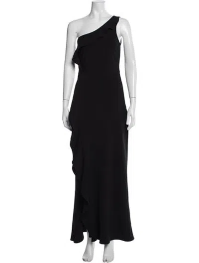 Pre-owned Parker Black One-shoulder Long Dress In Black