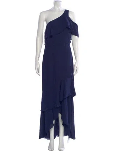 Pre-owned Parker Black One-shoulder Long Dress In Blue