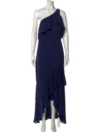 Pre-owned Parker Black One-shoulder Long Dress In Blue