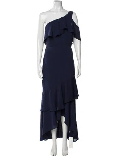 Pre-owned Parker Black One-shoulder Long Dress In Blue