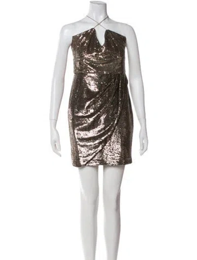 Pre-owned Parker Black One-shoulder Mini Dress In Brown