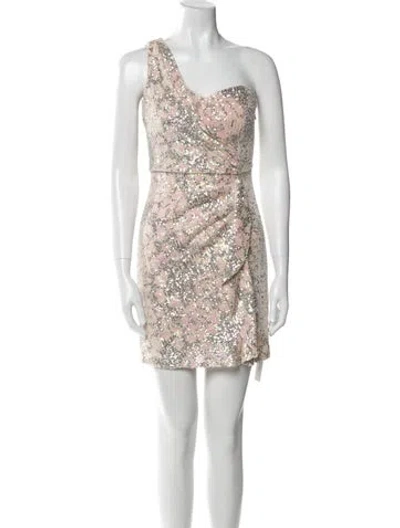 Pre-owned Parker Black One-shoulder Mini Dress In Pink